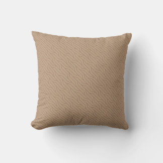 Buffed Beige Mocha Mousse Brown Wavy Line Pattern Cushion