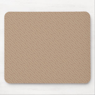 Buffed Beige Mocha Mousse Brown Wavy Line Pattern Mouse Mat