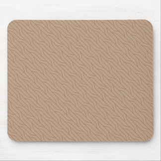 Buffed Beige Mocha Mousse Brown Wavy Line Pattern Mouse Mat