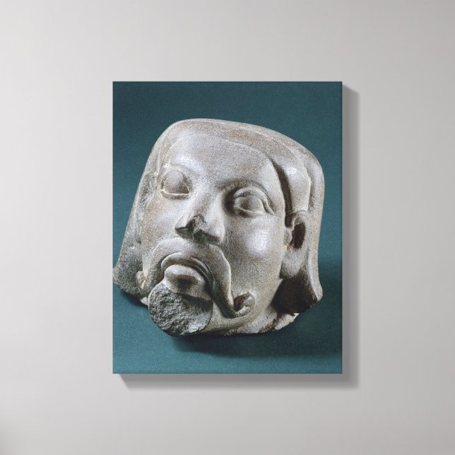 Buffed sandstone head of a foreigner, Sarnath, 3rd Canvas Print (Front)