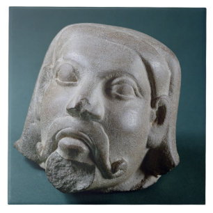 Buffed sandstone head of a foreigner, Sarnath, 3rd Tile