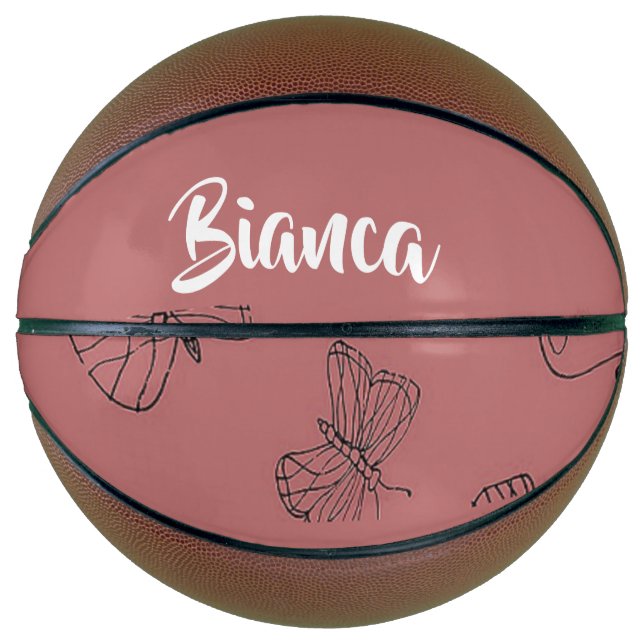 Bufferflies on blush pattern basketball (Front)