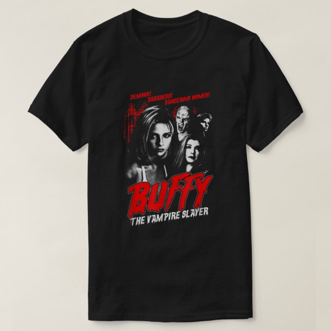 Buffy the Vampire Slayer Vintage Horror Poster  T-Shirt (Design Front)