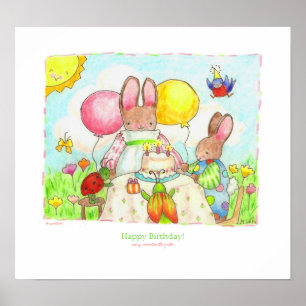 bug and bunny birthday party poster
