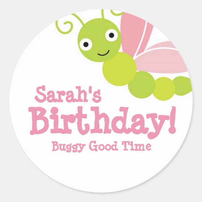 Bug Birthday Classic Round Sticker (Front)