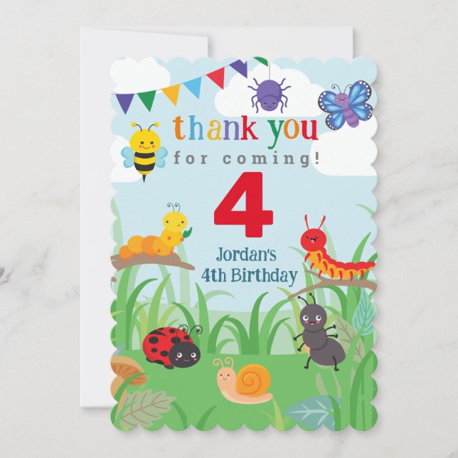 Bug Birthday Cute  Thank You Card (Front)