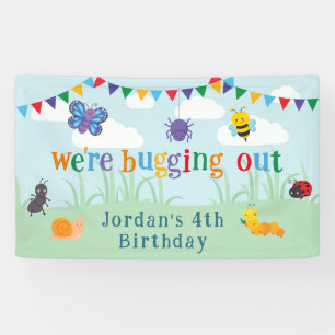 Bug Birthday Invitation, Cute Colourful Bug Party Banner