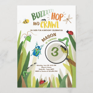 Bug Birthday Invitation Insect Bugs Boy bugging