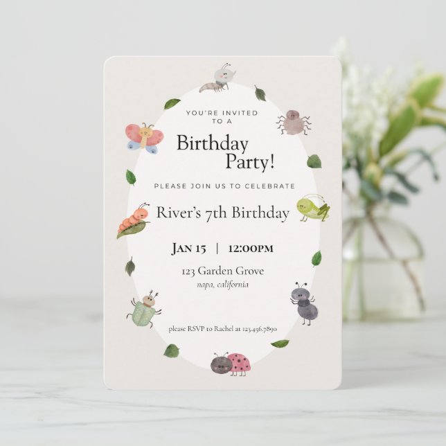 Bug Birthday Party Invitation (Standing Front)