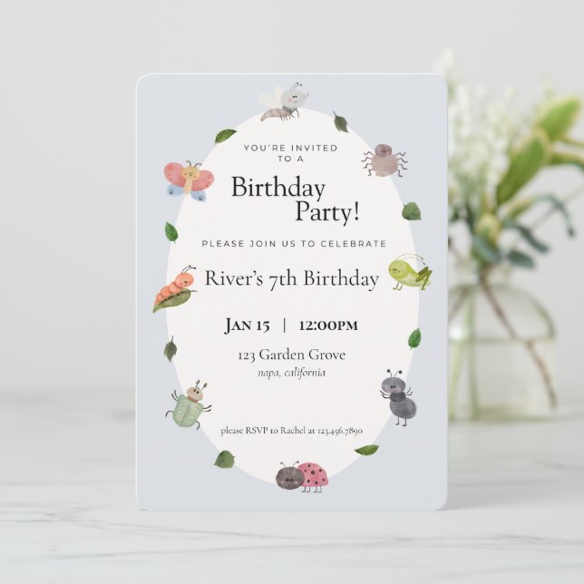 Bug Birthday Party Invitations (Standing Front)