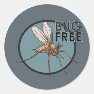 Bug Free - Classic Round Sticker, Glossy Classic Round Sticker