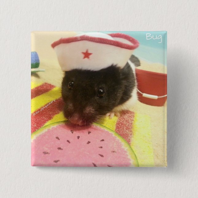 Bug Goes to the Beach 15 Cm Square Badge (Front)