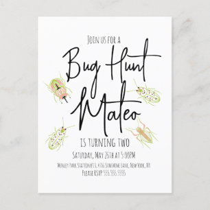 Bug Hunt Insect Birthday Hand Drawn Design Postcard