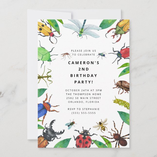 Bug Insect Boy Birthday Invitation (Front)