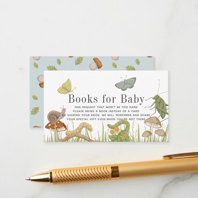Bug Insects Baby Shower Book Request Enclosure Card (Front/Back In Situ)