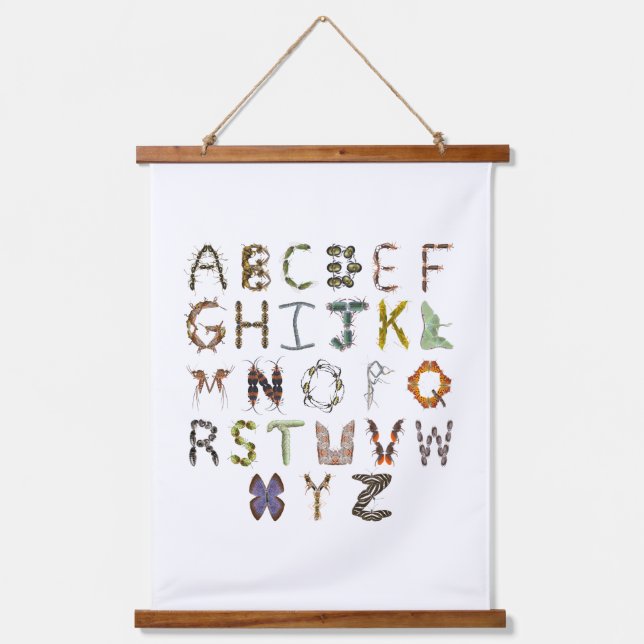 Bug Nursery Decor - Insect Alphabet  Hanging Tapestry (Front)