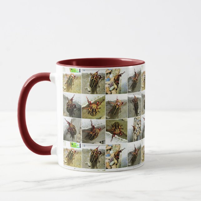 Bug Off: June Bug Beetle Insect Photo Collage Mug (Left)
