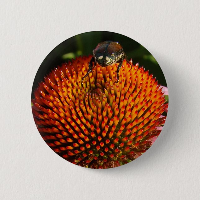 Bug on Flower 6 Cm Round Badge (Front)