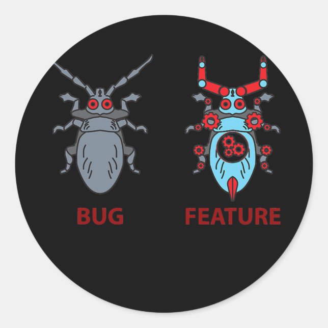 Bug or Feature Software Developer Game Classic Round Sticker (Front)