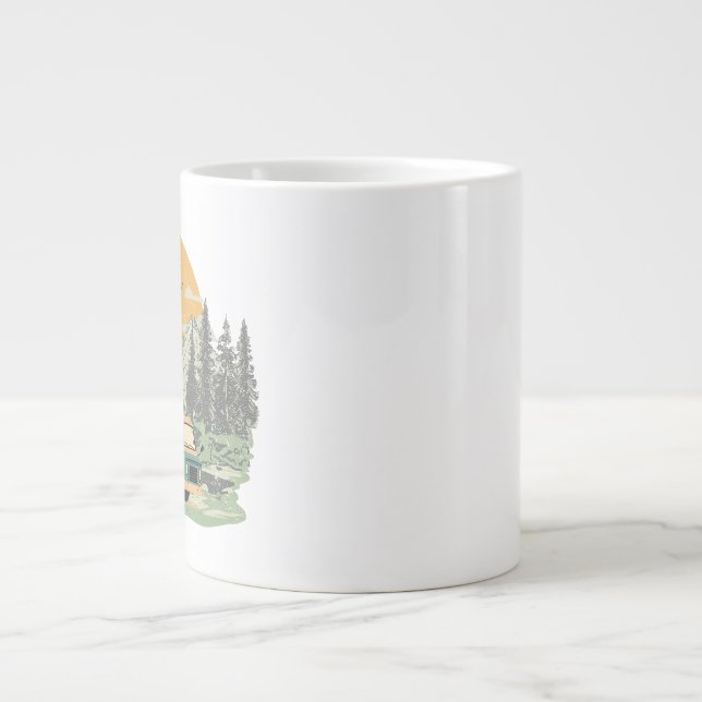 Bug-Out Boss Camper Van Adventure in the Mountains Large Coffee Mug (Front)