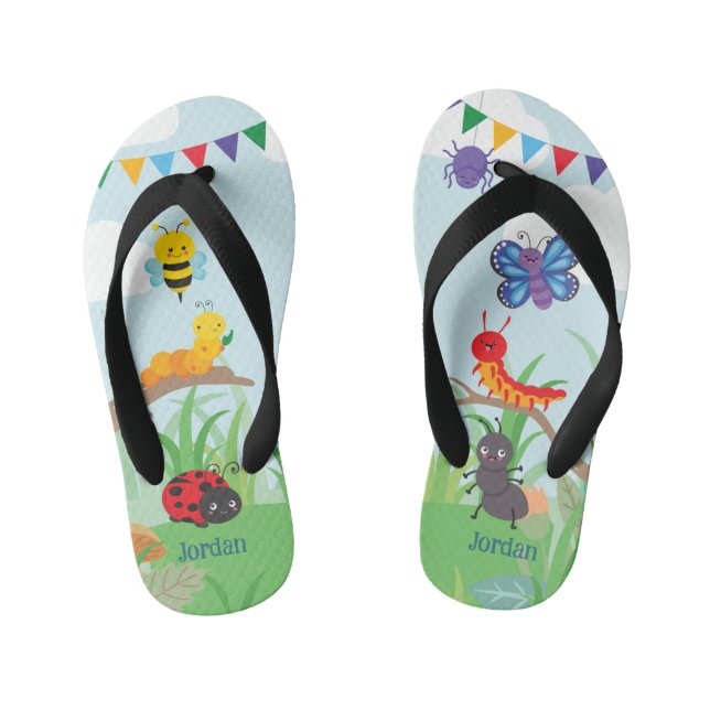 Bug Party Cute  Kid's Flip Flops (Footbed)