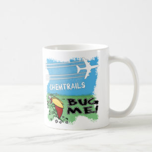 Bug running away from chemtrail plane coffee mug