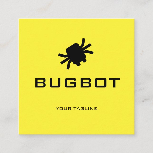 Bugbot Logo | Tech or Robotics Brand Square Business Card (Front)