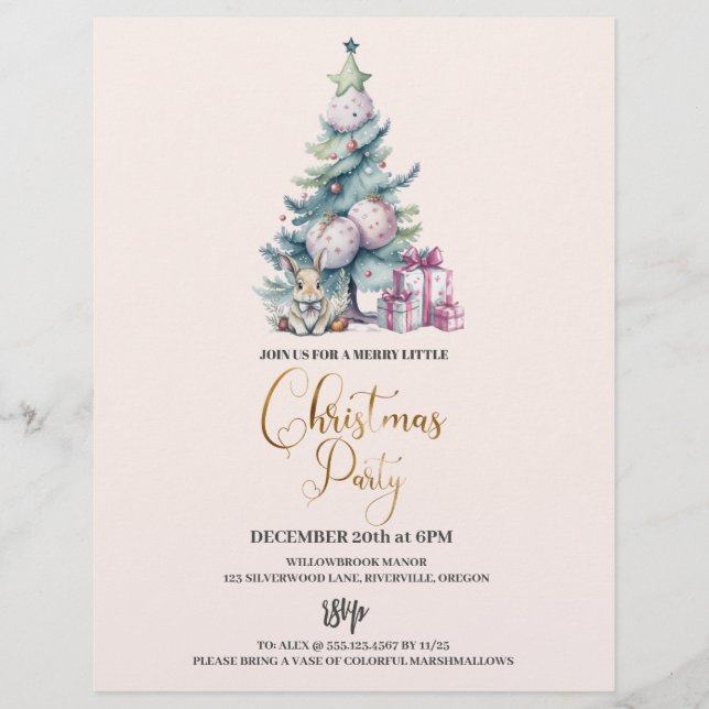 Bugdet Christmas Tree Holiday Party Flyer (Front)