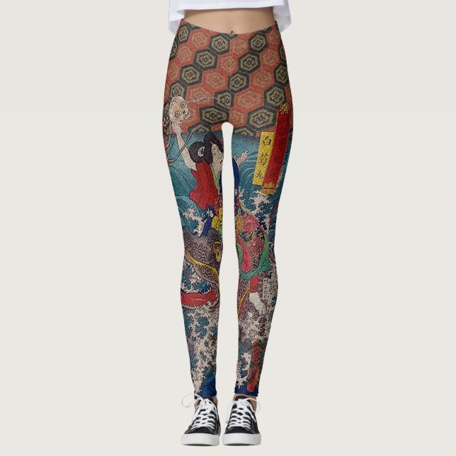 Bugeishi Fighting Sea Monsters Leggings (Front)