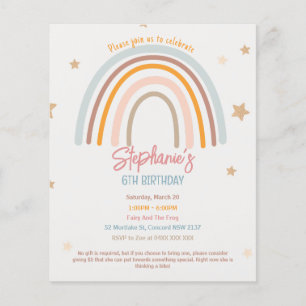 Buget Rainbow Fiver Party Birthday Invitation Flyer