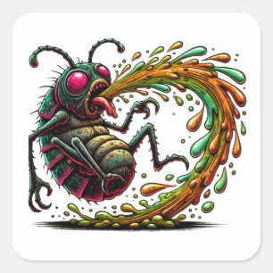 Bugging Out The Rainbow Vomit Bug Square Sticker