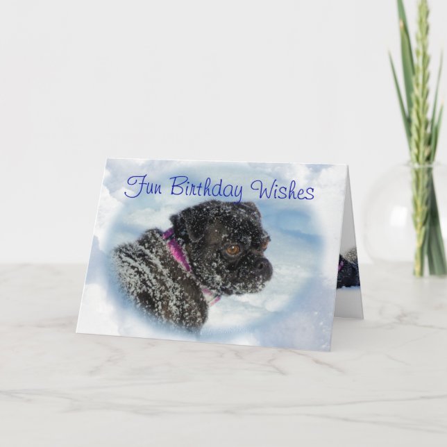 Buggs Dog in Snow card-customise any occasion Card (Front)