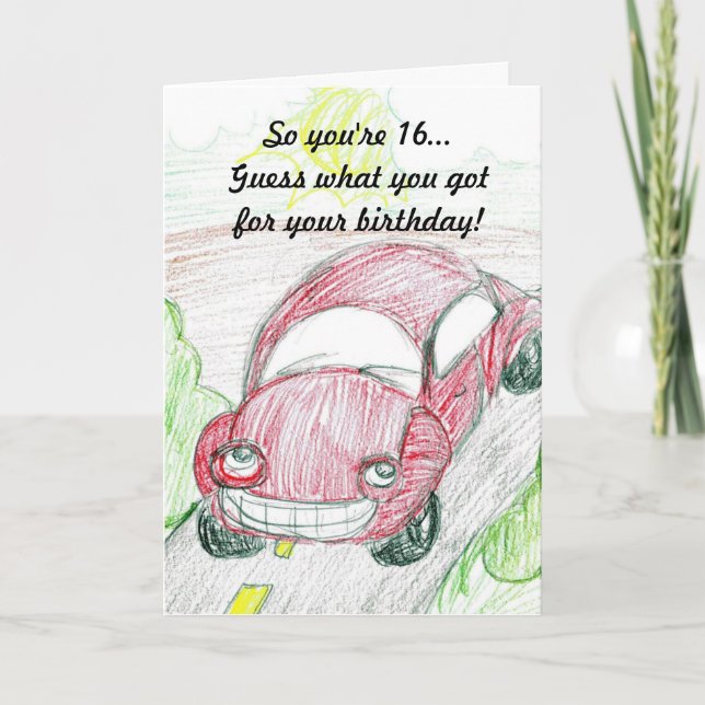 Buggy 16th Birthday Card (Front)