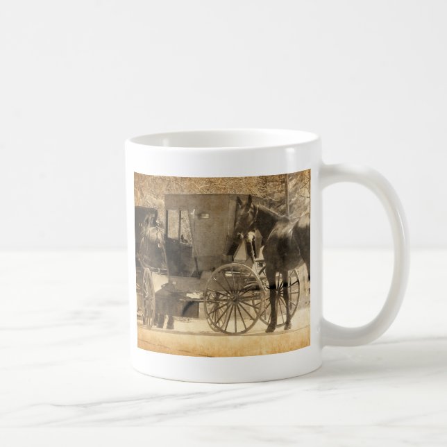 Buggy Before The Horse, Amish Bring Home New Horse Coffee Mug (Right)