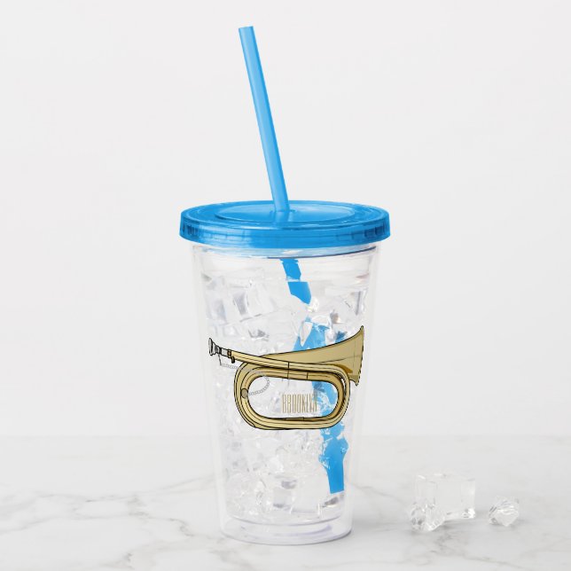 Bugle cartoon illustration  acrylic tumbler (Front Ice)