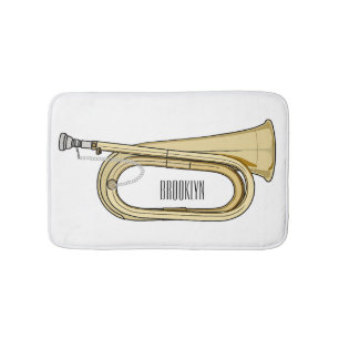 Bugle cartoon illustration bath mat