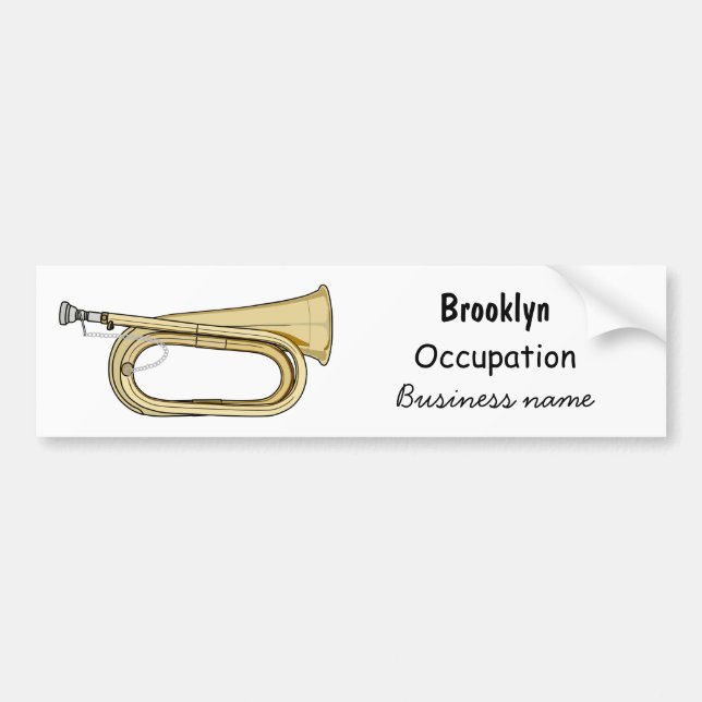 Bugle cartoon illustration bumper sticker (Front)