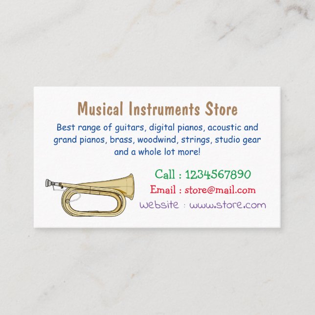 Bugle cartoon illustration business card (Front)