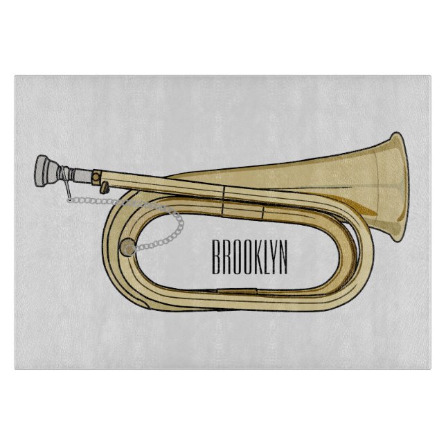 Bugle cartoon illustration  cutting board (Front)