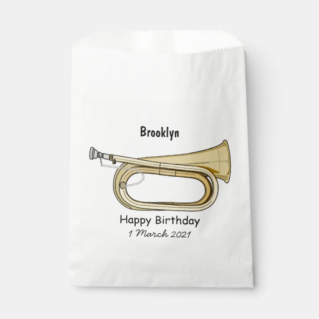 Bugle cartoon illustration favour bags (Front)