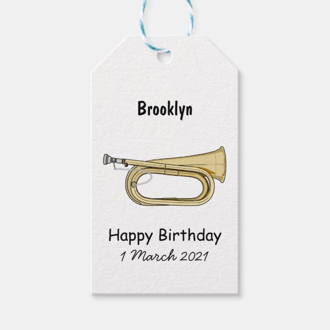 Bugle cartoon illustration gift tags (Front)
