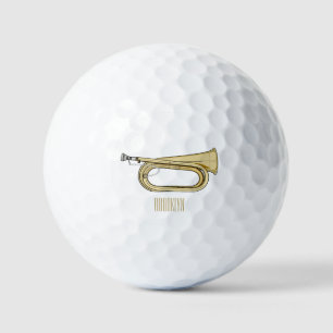 Bugle cartoon illustration  golf balls