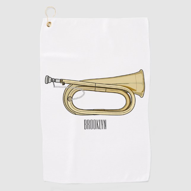 Bugle cartoon illustration  golf towel (Front)