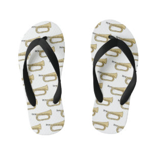 Bugle cartoon illustration kid's flip flops