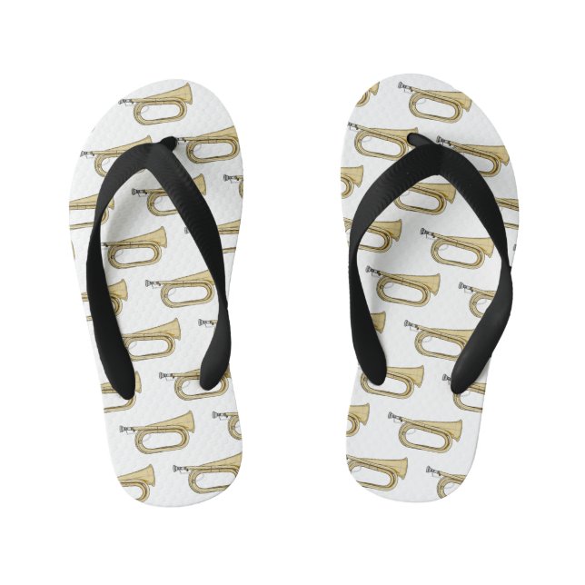 Bugle cartoon illustration  kid's flip flops (Footbed)