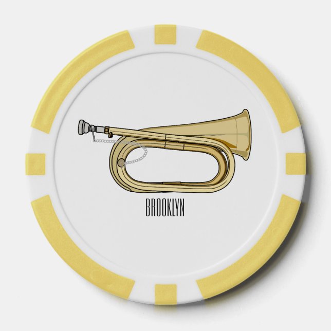Bugle cartoon illustration  poker chips (Front)