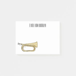 Bugle cartoon illustration post-it notes
