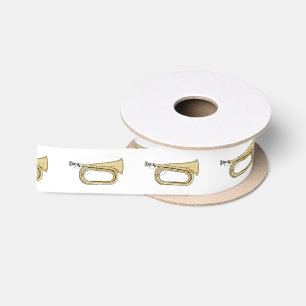 Bugle cartoon illustration  satin ribbon