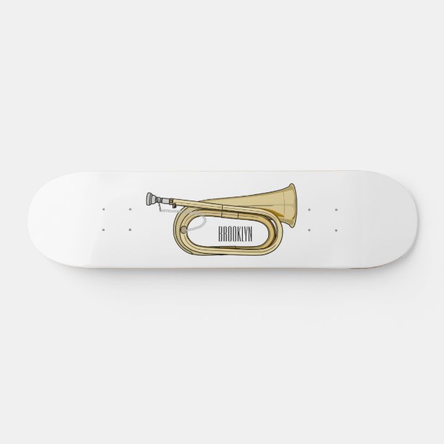 Bugle cartoon illustration  skateboard (Horz)