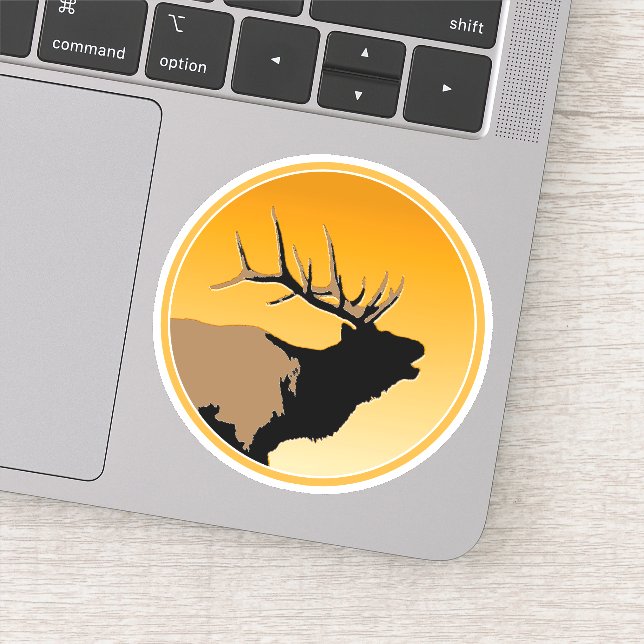 Bugling Bull Elk at Sunset Original Wildlife Art (Detail)